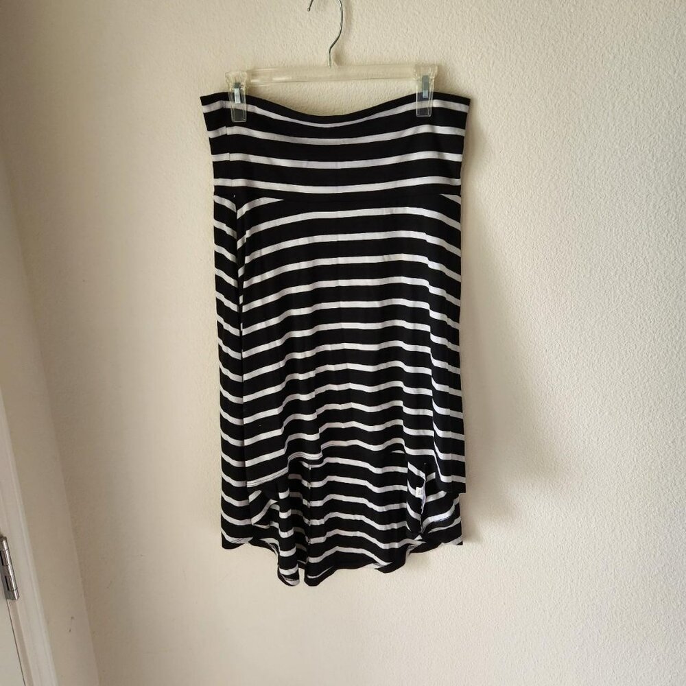 JOE BOXER Y2K Vintage Black & White Striped Skirt Sz M Asymmetric Hem Mod 60s